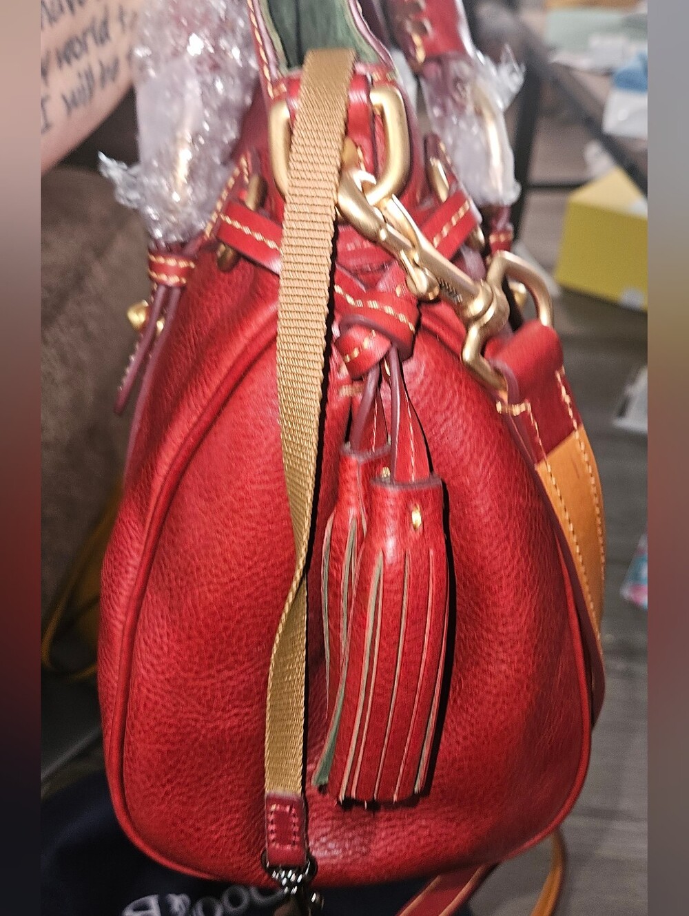 Dooney And Bourke Florentine Satchel Bag Red Burgundy - Picture 9 of 16